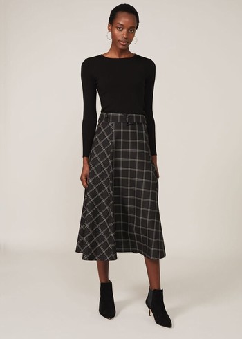 Phase Eight Check A Line Skirts Black/Multicolor USA | 6291304-BS